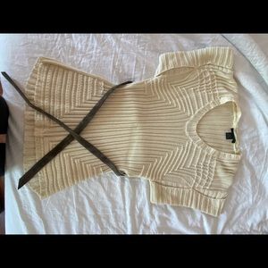 Cream colored short sleeved knit sweater